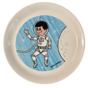 Vintage 1960s Shenango Holiday Inn Retro Kid's Plate Astro Holiday Space